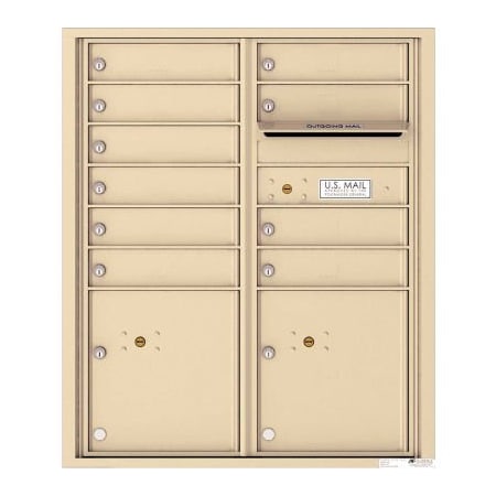 Florence Mfg Co Florence Versatile 4C Mailbox 4CADD-10, 37-1/4"H, 10 Mailboxes, 2 Parcel, Front Loading, Beige, USPS 4CADD-10SD